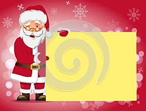 Santa Claus holding banner