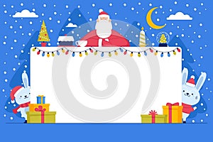 santa claus holding blank banner