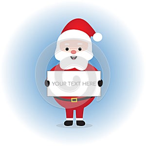 Santa Claus Holding Blank White Board or paper