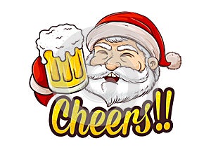 Santa Claus Holding Glass of Beer