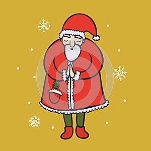 Santa Claus holding hands in pray gesture flat vector image