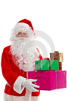 Santa Claus holding presents. photo