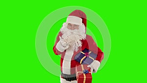 Santa Claus holding presents, Green Screen, stock footage