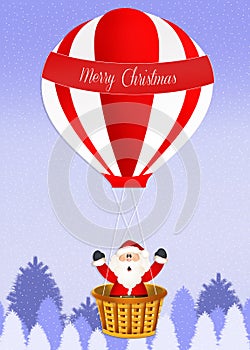 Santa Claus on a hot air balloon