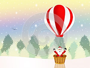 Santa Claus on a hot air balloon