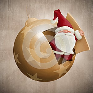 Santa Claus inside the decorative ball