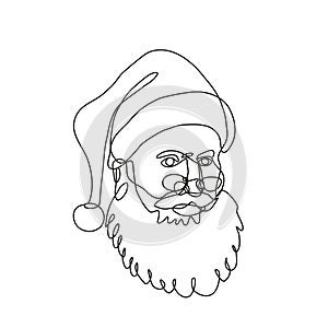 Santa Claus Kris Kringle Father Christmas Viewed from Side Continuous Line Drawing