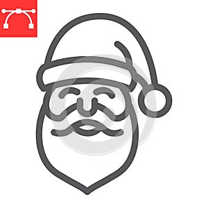 Santa Claus line icon, merry christmas and xmas, new year sign vector graphics, editable stroke linear icon, eps 10.