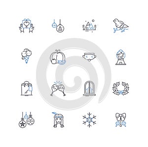 Santa Claus line icons collection. Jolly, Chimney, Sleigh, Reindeer, Gifts, Cheerful, Beard vector and linear