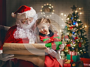 Santa Claus and little girl