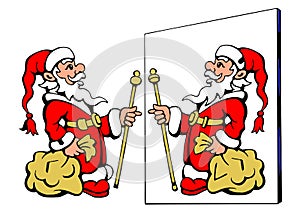 Santa Claus looking at the wrong mirror