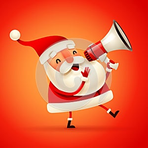 Santa Claus making an announcement with megaphone