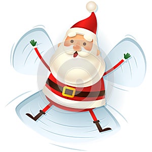 Santa Claus making Snow Angels - vector illustration isolated od transparent background