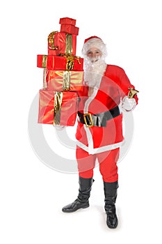 Santa Claus with many presents