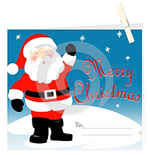 Santa Claus Merry Christmas card with peg