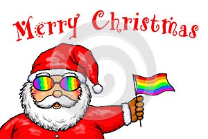 Santa Claus Merry Christmas Gay Pride Rainbow