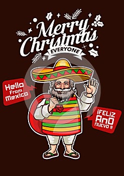 Santa Claus from Mexico Wishes Merry Christmas and Happy New Year
