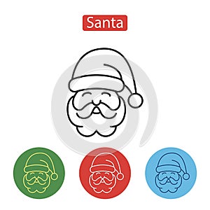 Santa Claus Minimal Line Stroke Icon.
