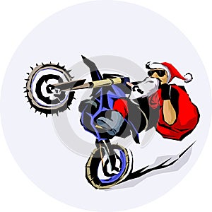 Santa Claus moto Bike Ride vector illustration