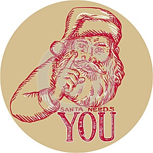 Santa Claus Needs You Pointing Etching