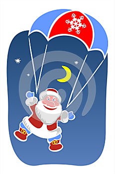 Santa claus and parachute