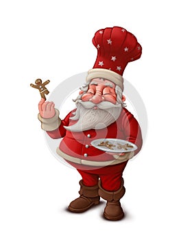 Santa Claus pastry cook - White background