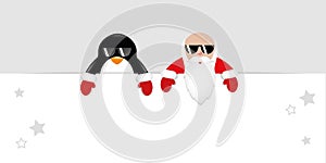 Santa Claus and penguin with cool sunglasses