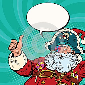 Santa Claus pirate wishes merry Christmas