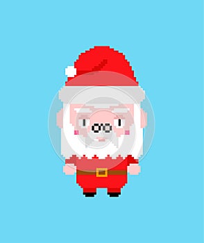Santa Claus pixel art. funny Christmas 8 bit. 8 bit Xmas. Pixelate New Year