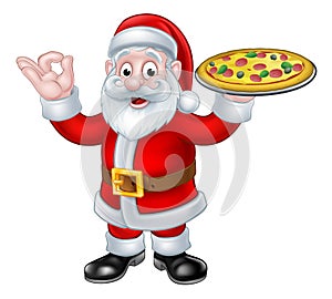 Santa Claus Pizza Christmas Cartoon Character
