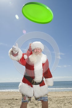 Santa Claus Playing With Flying Disc