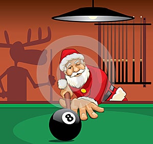 Santa Claus playing pool