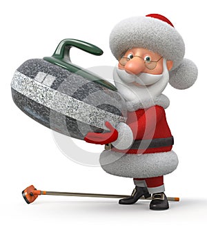 Santa Claus plays curling