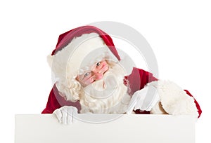 Santa Claus Pointing At Blank Sign