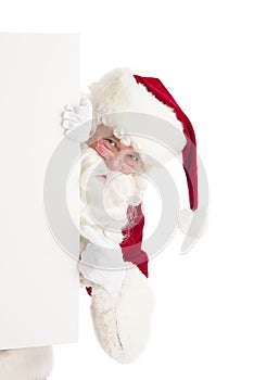 Santa Claus Pointing At Blank Sign