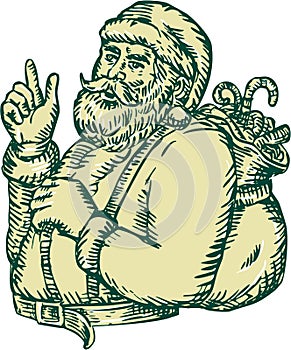 Santa Claus Pointing Side Etching