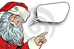 Santa Claus pointing to copy space