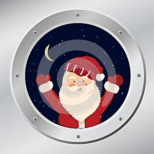 Santa Claus in porthole in vector