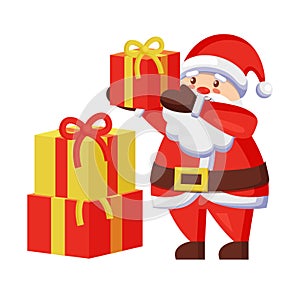 Santa Claus and Presents Icon Vector Illustration