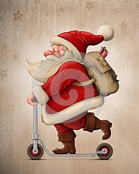 Santa Claus and the Push scooter