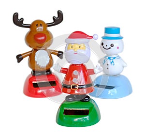 Santa claus, raindeer and snowman toys White background Merry christmas