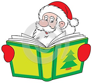 Santa Claus reading the book