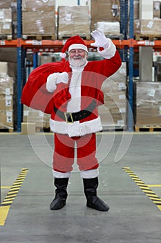 Santa Claus ready for Christmas,waving