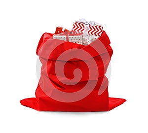 Santa Claus red bag full of presents