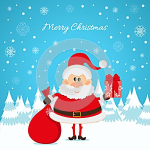 Santa Claus with a red bag and gifts