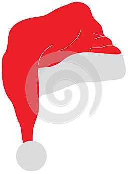 Santa Claus red hat or cap for Christmas isolated on white background.