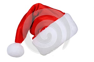 Santa Claus red hat isolated on white.