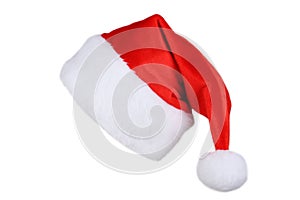 Santa Claus red hat isolated on white.