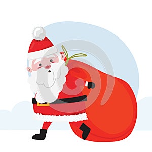 Santa Claus with a red heavy sack