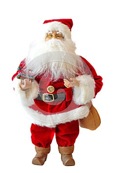 Santa Claus in red traditional clothes, with gifts.